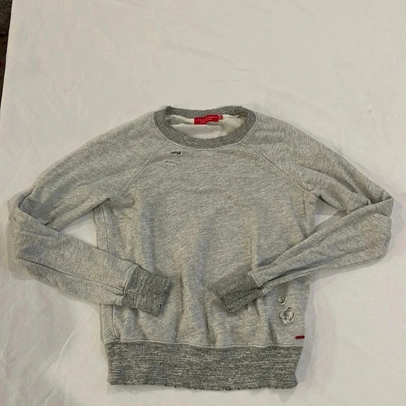n:Philanthropy Belize Distressed crewneck Sweatshirt long‎ sleeve shirt XS EUC - Picture 1 of 5